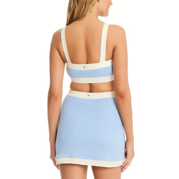 Red Carter Colorblocked Crop Top Womens Size XL Crystal Blue Cotton Stretch - Picture 2 of 11